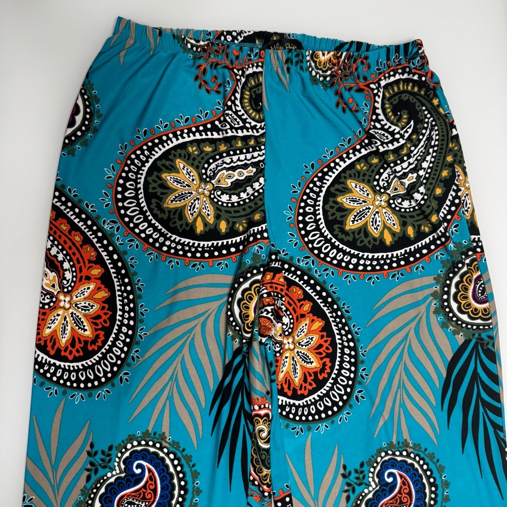 Mellisa Paige Wide Leg Paisley Print Pants Boho - Picture 2 of 11